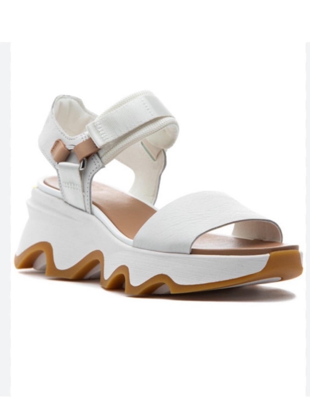 Women's Sorel Kinetic Impact Y Strap Sandals Size 11 White Tan Neon